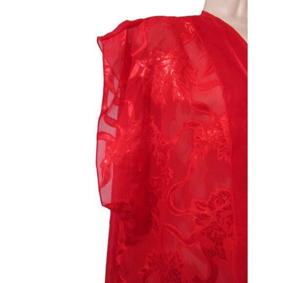 Vintage Shirley of Hollywood Open Robe Cover Up Sheer Red Lace One Size GUC - Picture 12 of 12